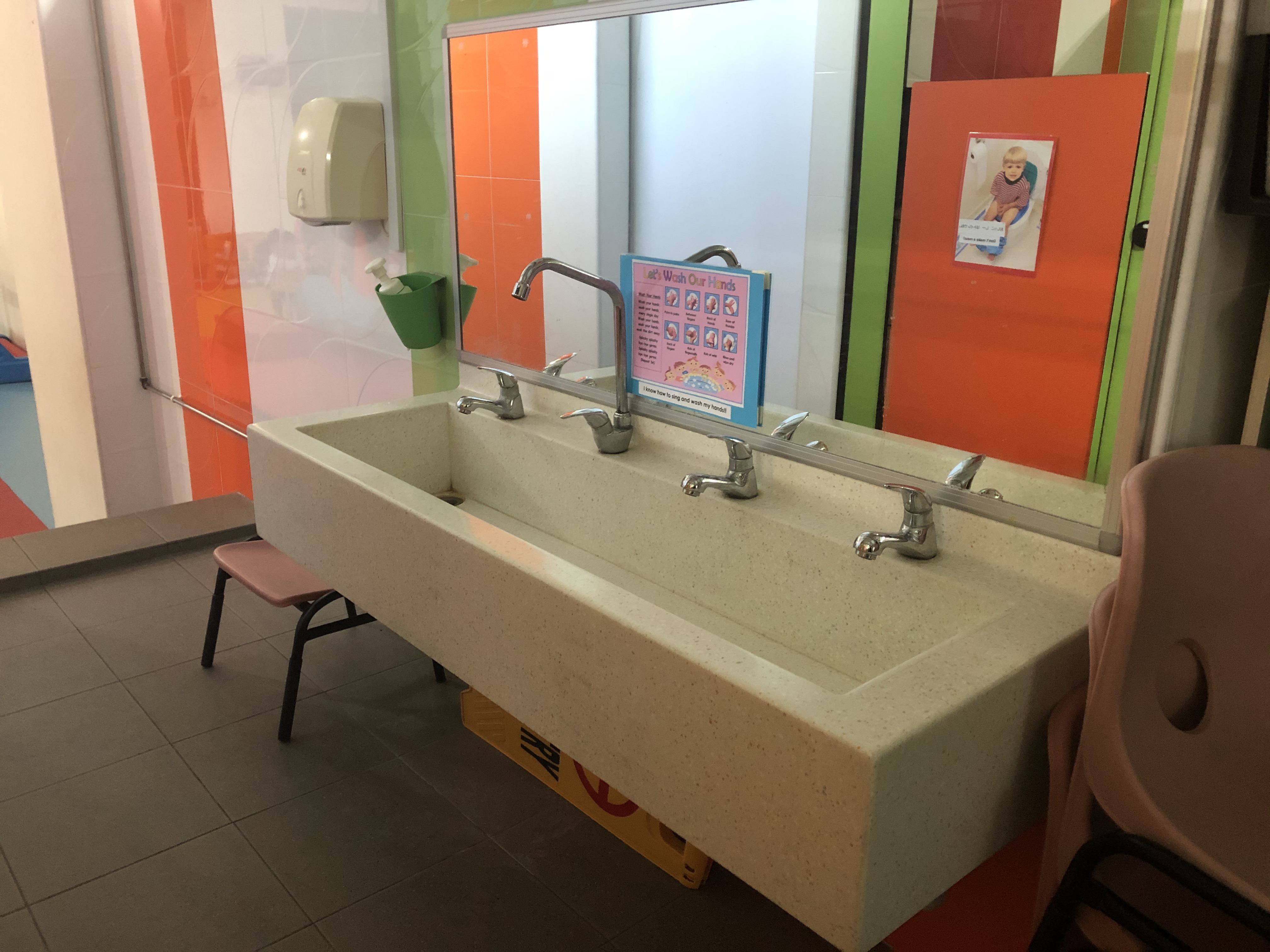 Child-height handwashing area